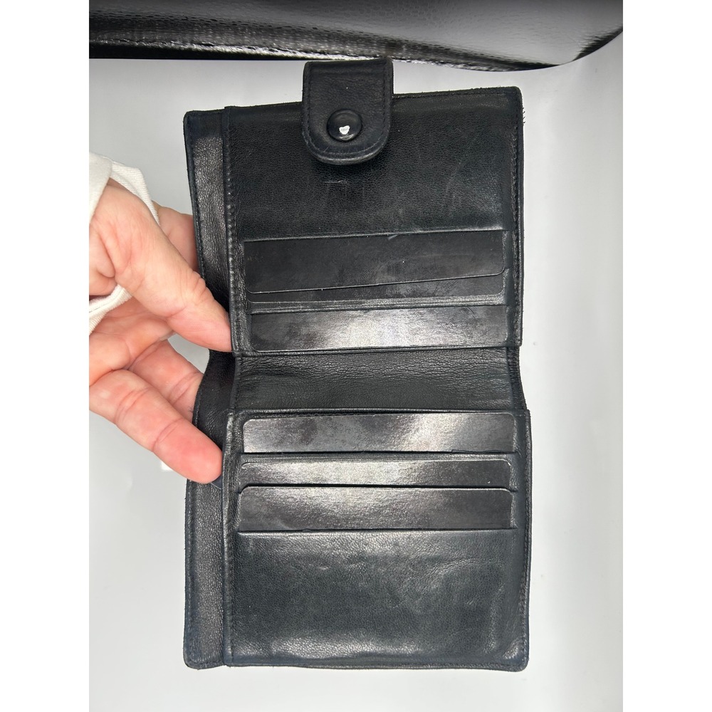 Chanel Black Leather Bi Fold Wallet CC Logo‎ Made in France#106 - Picture 9 of 11